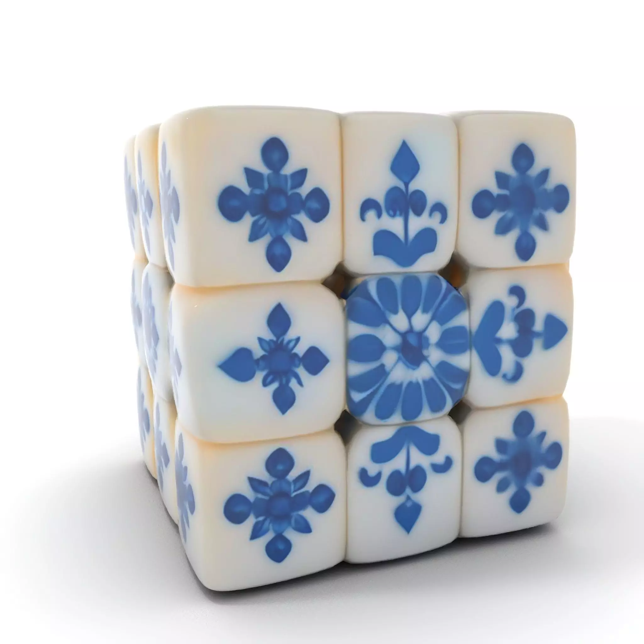 Porcelain Blue Pattern Cube model pack Texture_7