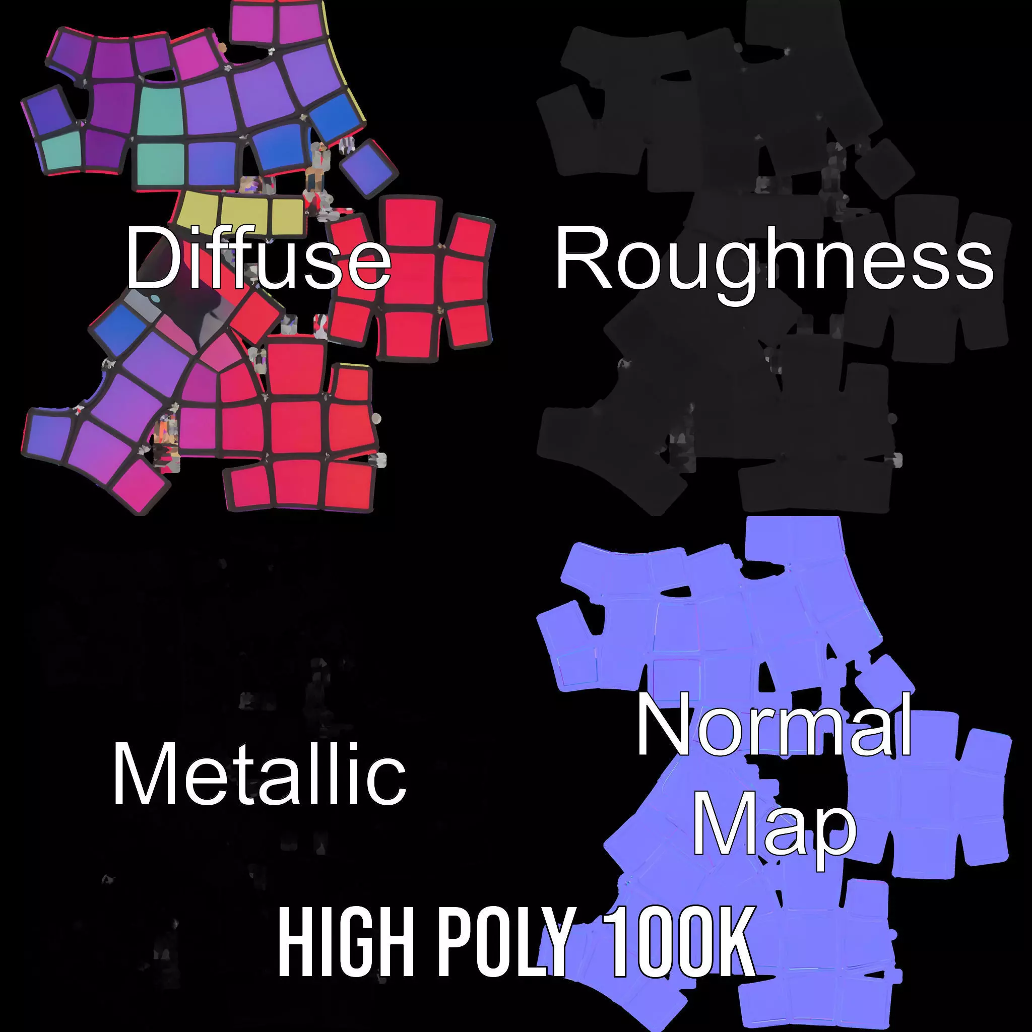 Classic Puzzle Cube model pack Low-poly 3D model_4