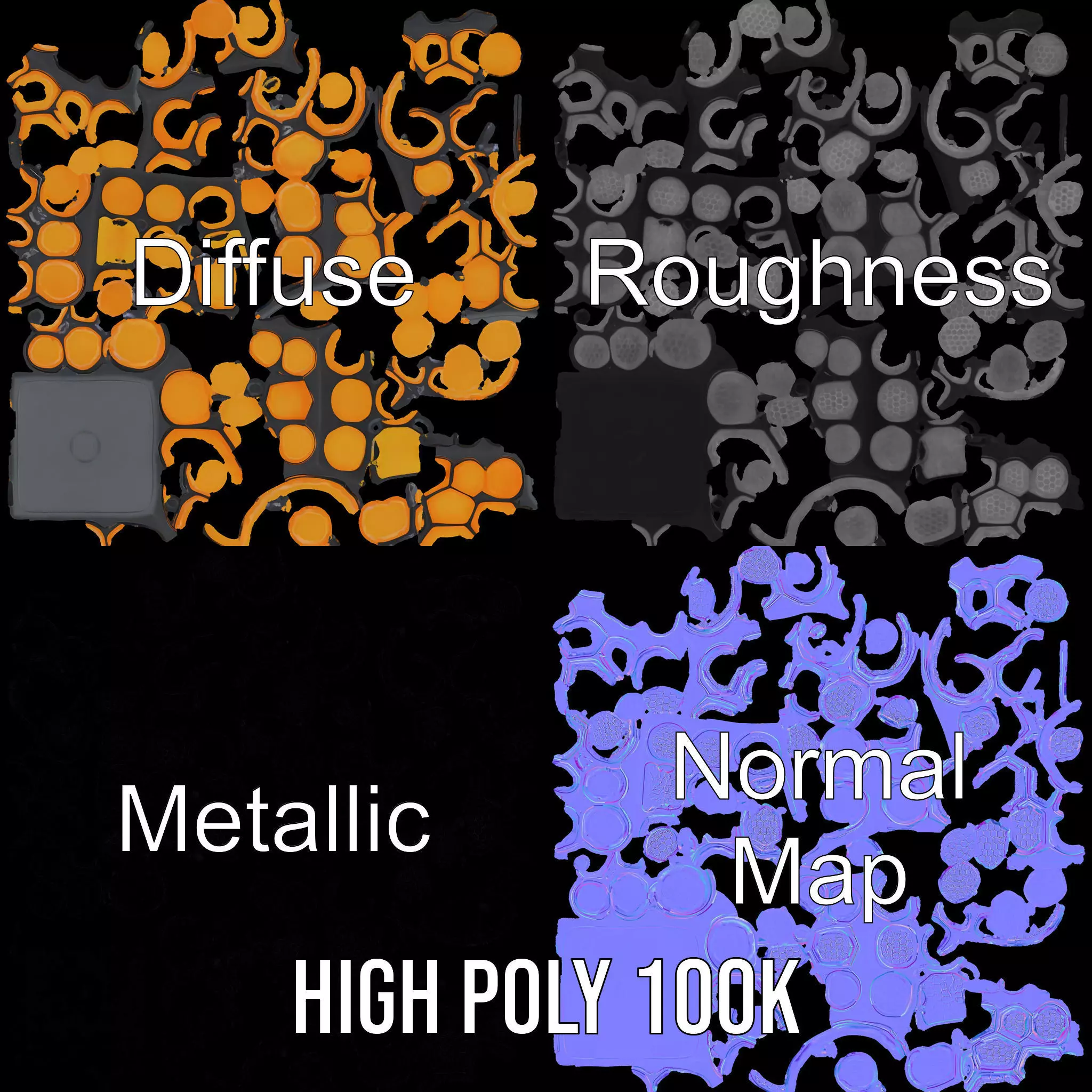 Hexagonal Amber Cube model pack Low-poly 3D model_4