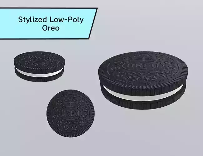 Stylized Low-Poly Oreo Cookie Low-poly 3D model