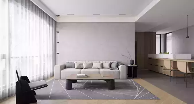 modern living and dining room interior 