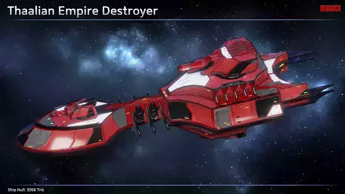 Spaceship Thaalian Empire Destroyer Low-poly 3D model