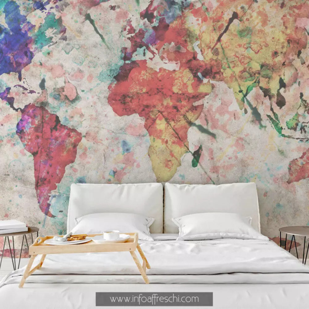 Watercolor World Map Wall Texture Texture