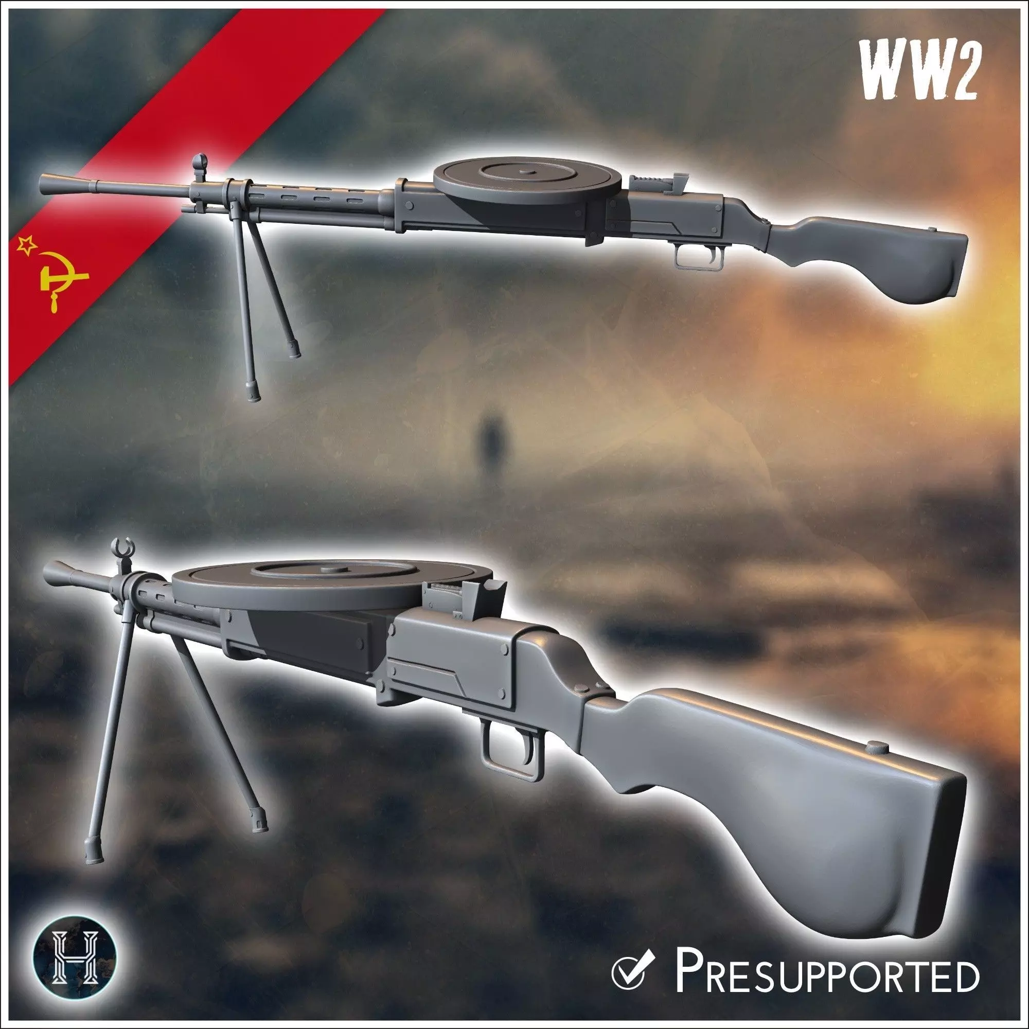 Degtyaryov DP-27 LMG light machine gun 10 - Soviet army WW2 Seco 3D print model_1