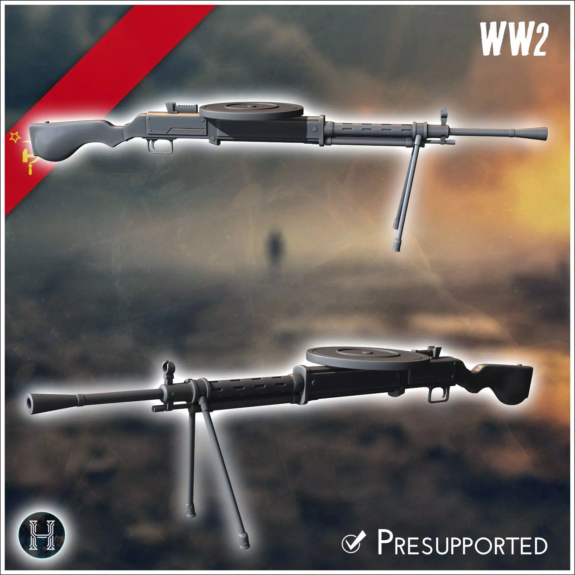 Degtyaryov DP-27 LMG light machine gun 10 - Soviet army WW2 Seco 3D print model_2