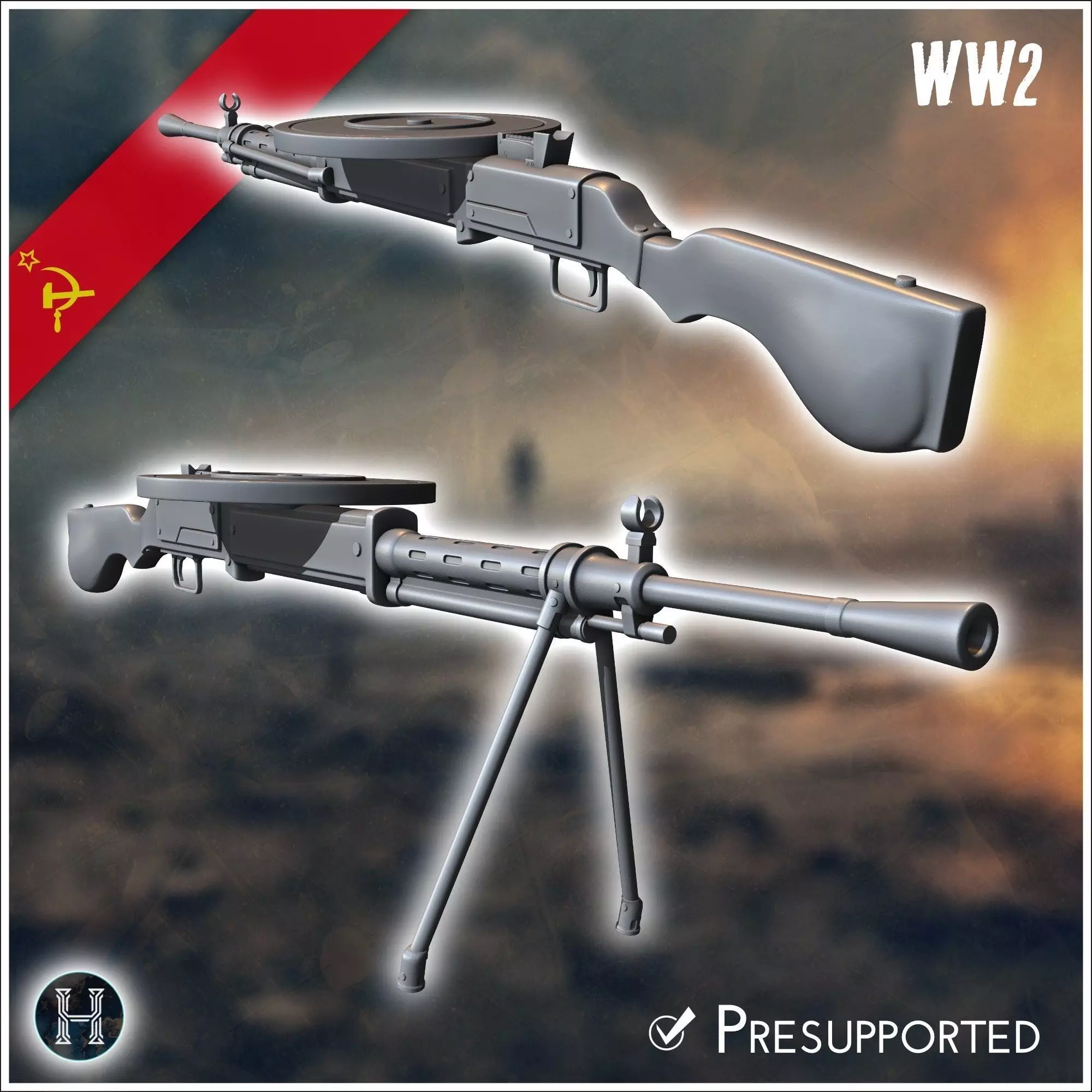 Degtyaryov DP-27 LMG light machine gun 10 - Soviet army WW2 Seco 3D print model_0