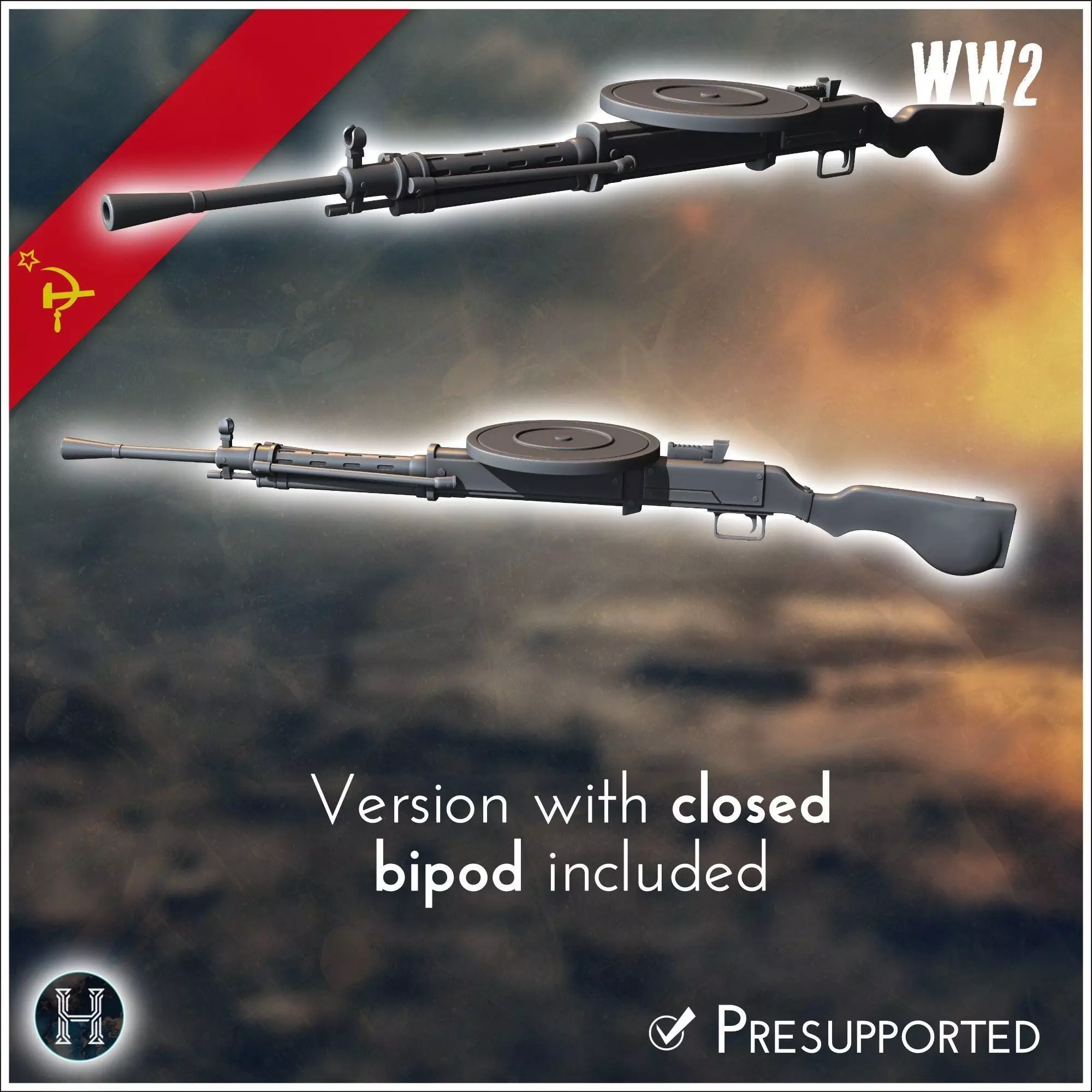 Degtyaryov DP-27 LMG light machine gun 10 - Soviet army WW2 Seco 3D print model_4