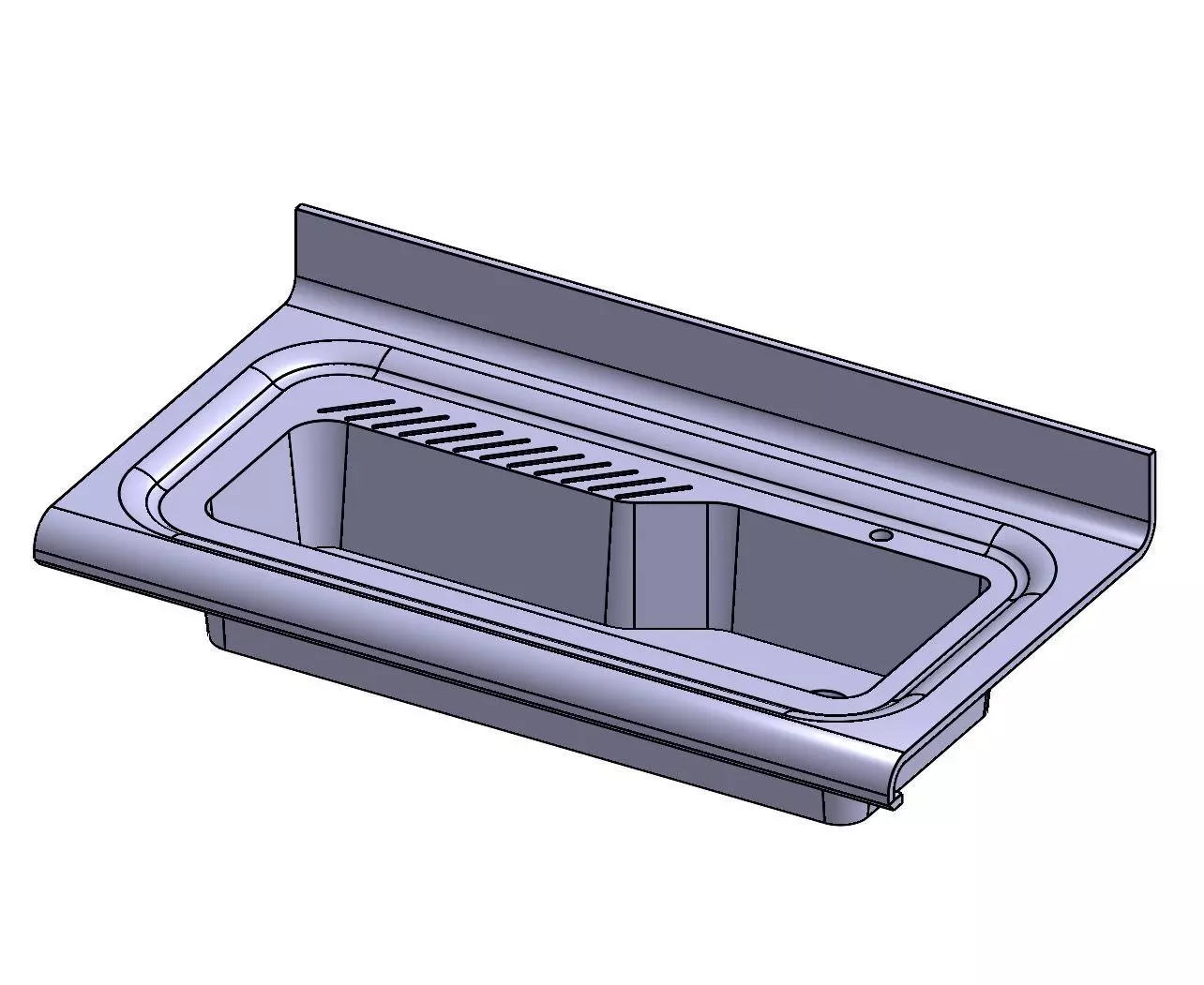Modern Kitchen Sink with Drainer CATPart 3D model_2