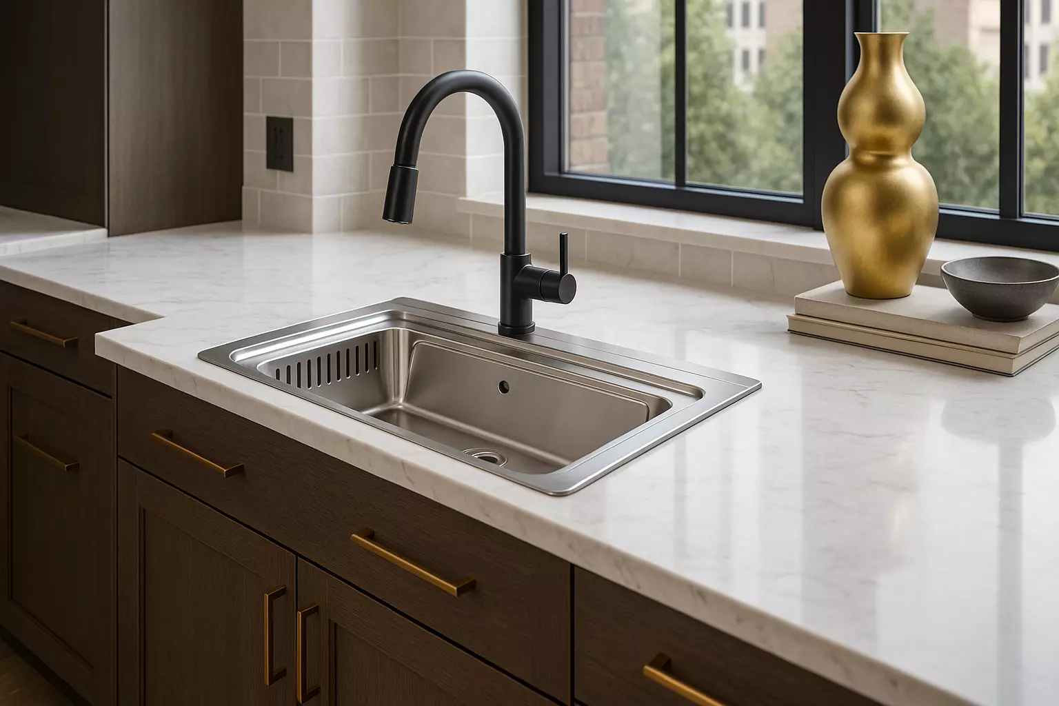 Modern Kitchen Sink with Drainer CATPart 3D model_0