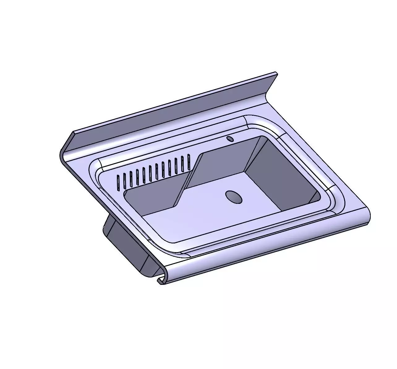 Modern Kitchen Sink with Drainer CATPart 3D model_1