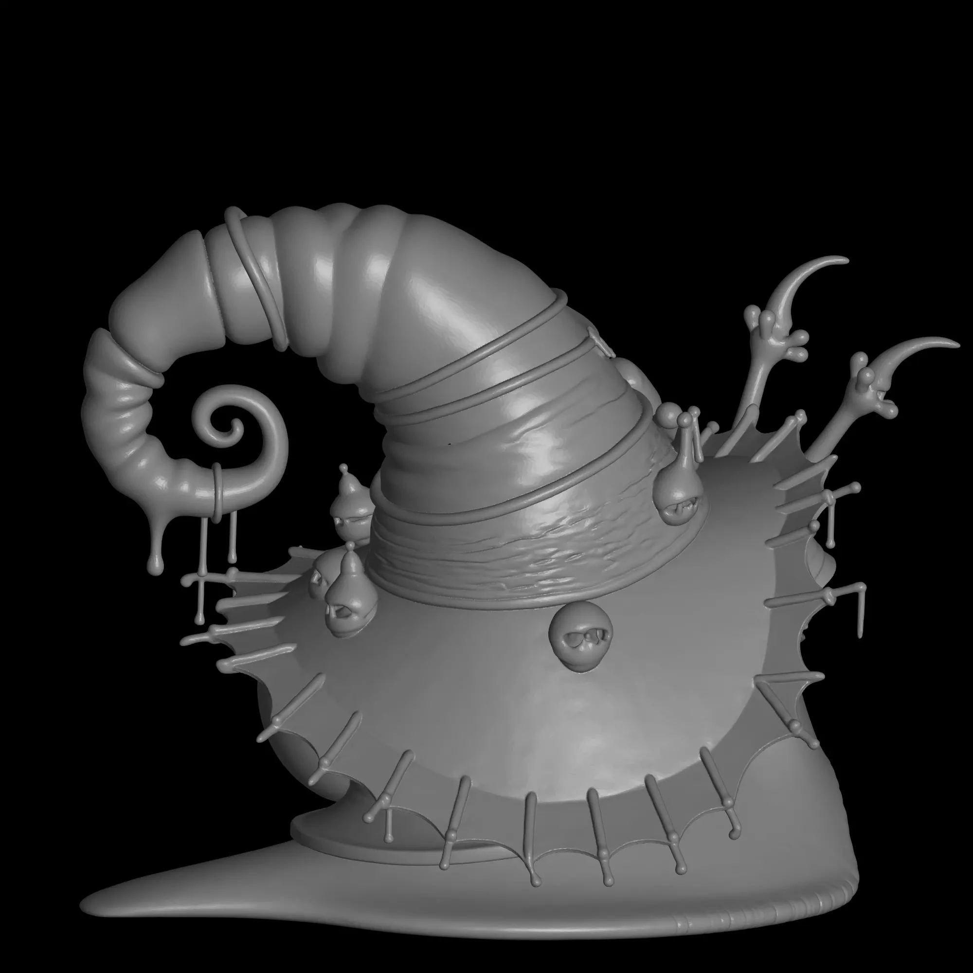 witch snail hallowen figure 3D print model_4