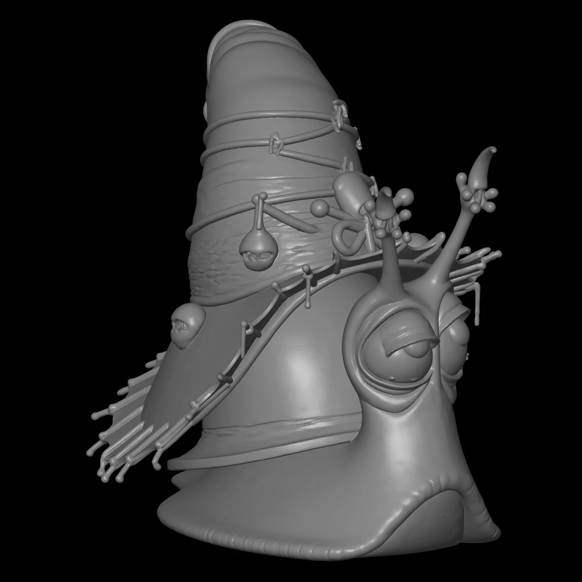 witch snail hallowen figure 3D print model_5