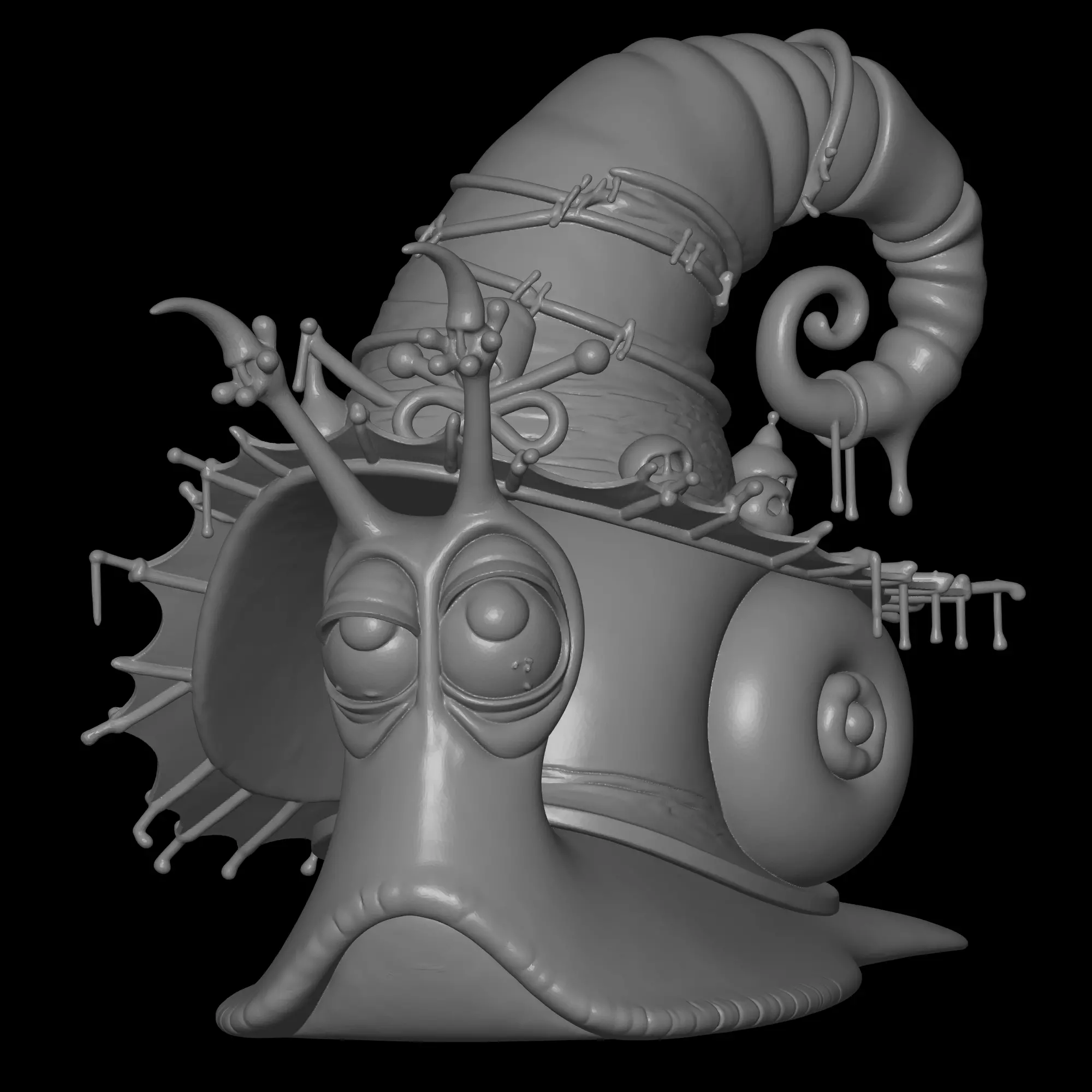 witch snail hallowen figure 3D print model_0