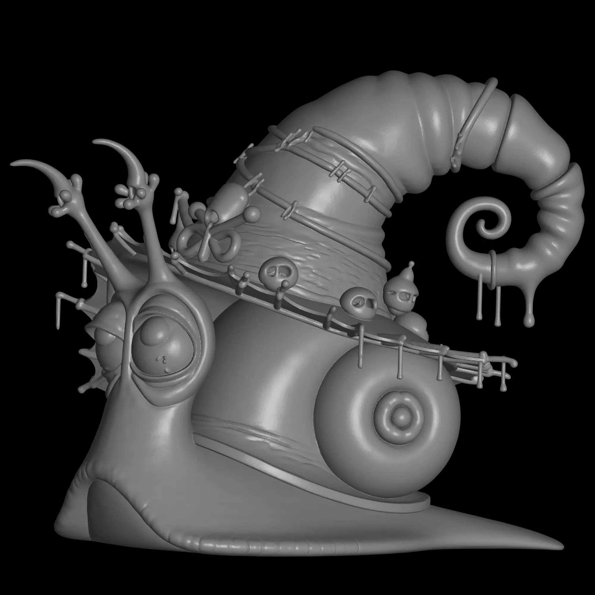 witch snail hallowen figure 3D print model_2