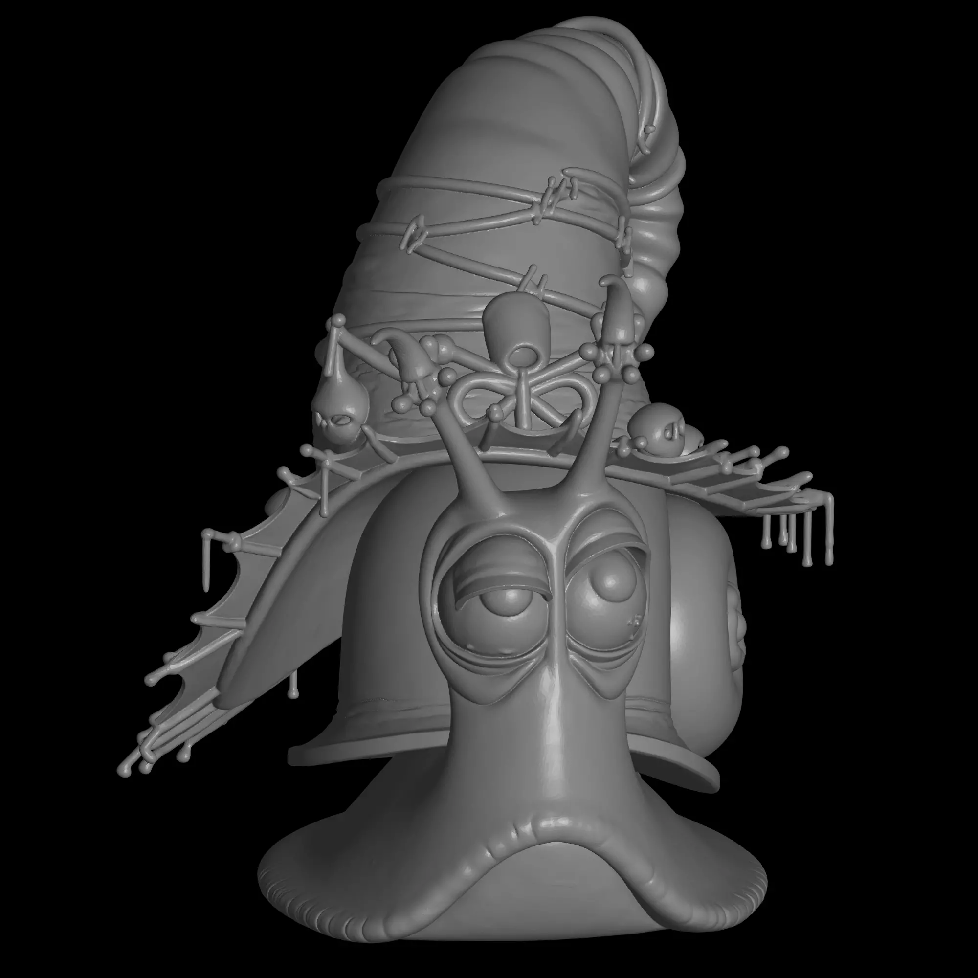 witch snail hallowen figure 3D print model_1