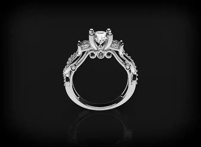 Ring gold engagement with diamonds