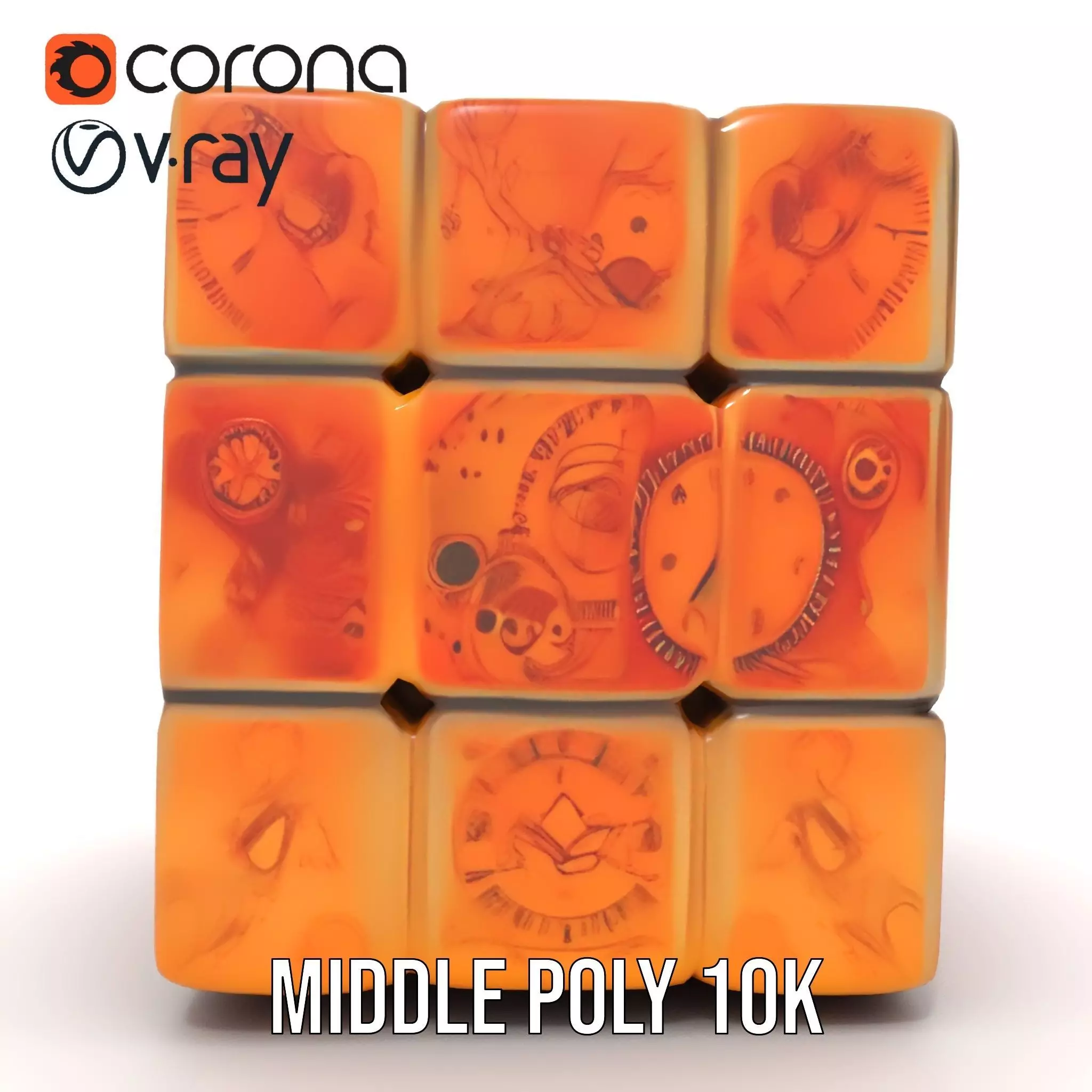 Steampunk Clock Cube model pack Low-poly 3D model_20