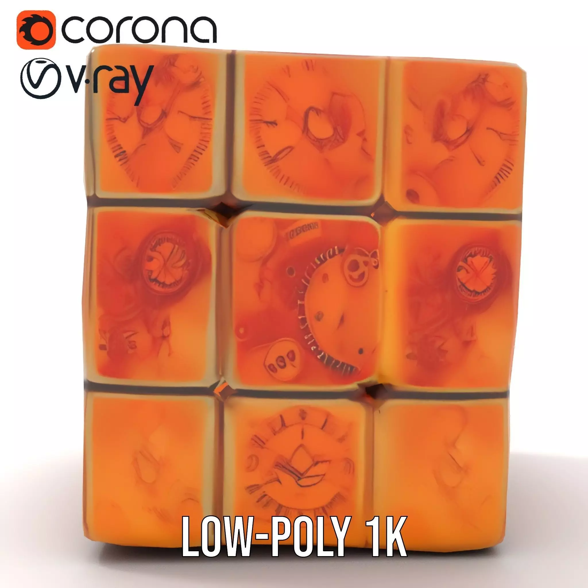 Steampunk Clock Cube model pack Low-poly 3D model_13