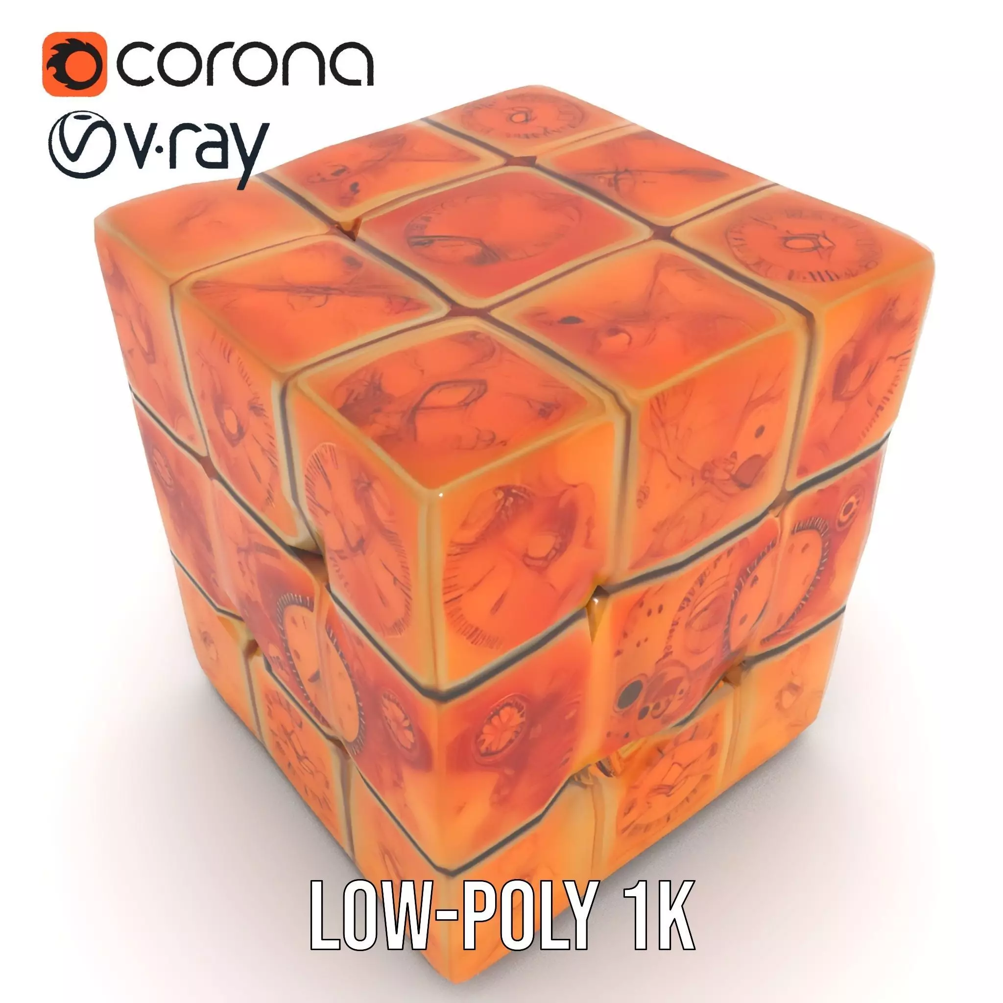 Steampunk Clock Cube model pack Low-poly 3D model_10