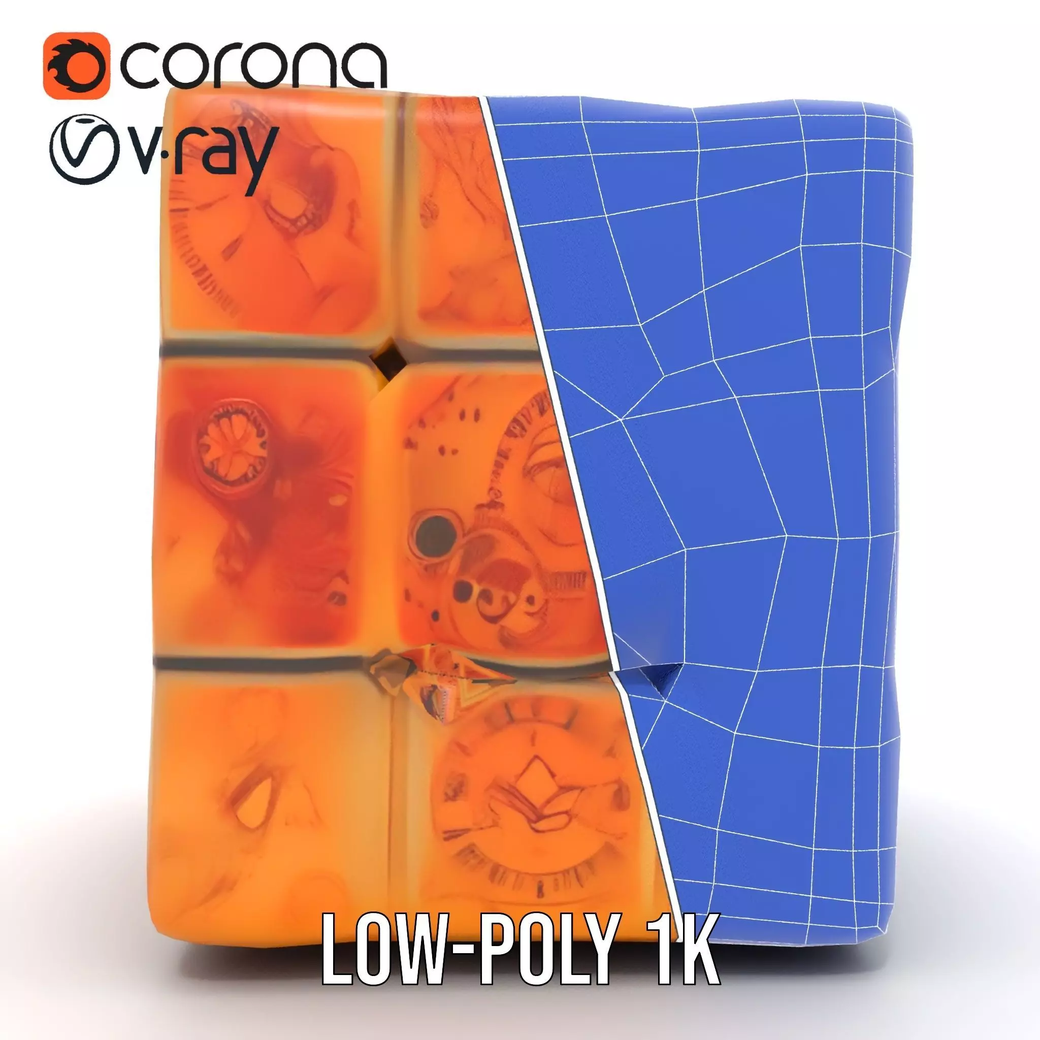 Steampunk Clock Cube model pack Low-poly 3D model_32