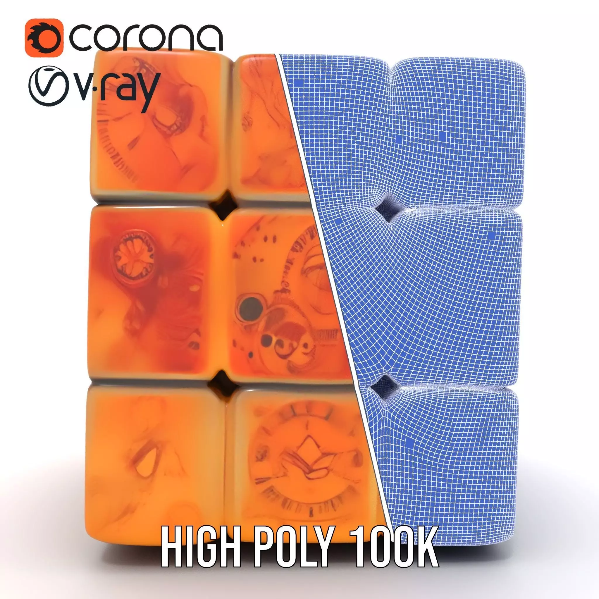 Steampunk Clock Cube model pack Low-poly 3D model_33