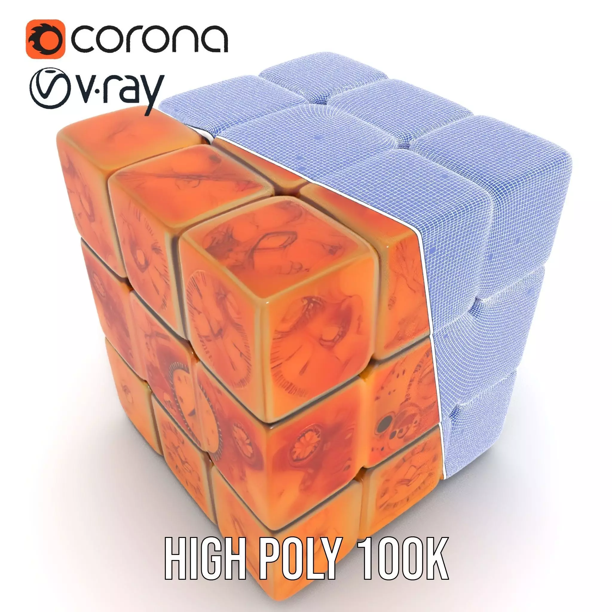 Steampunk Clock Cube model pack Low-poly 3D model_35