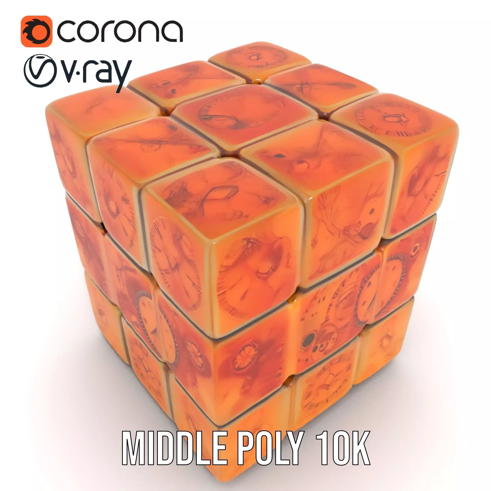 Steampunk Clock Cube model pack Low-poly 3D model_14