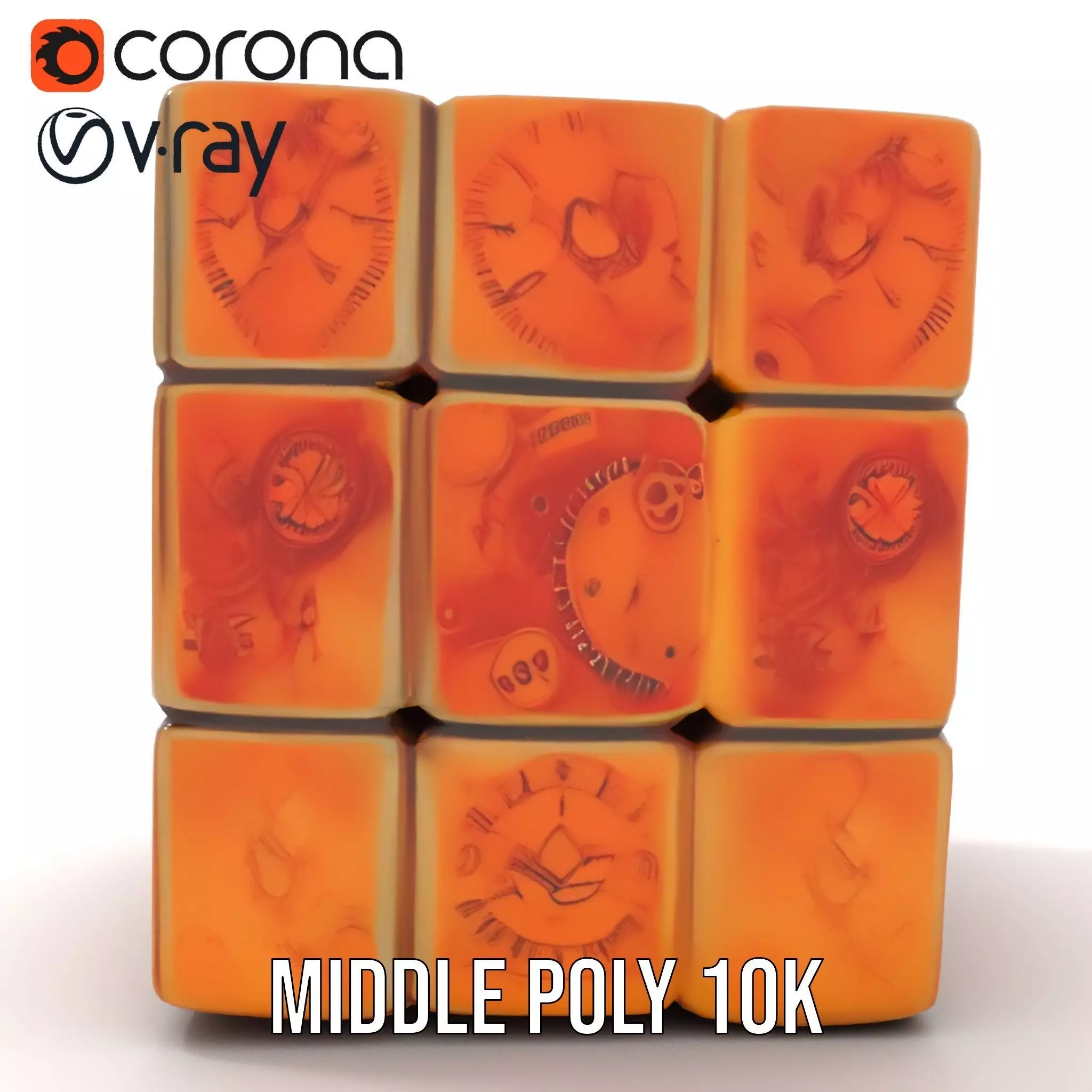 Steampunk Clock Cube model pack Low-poly 3D model_12