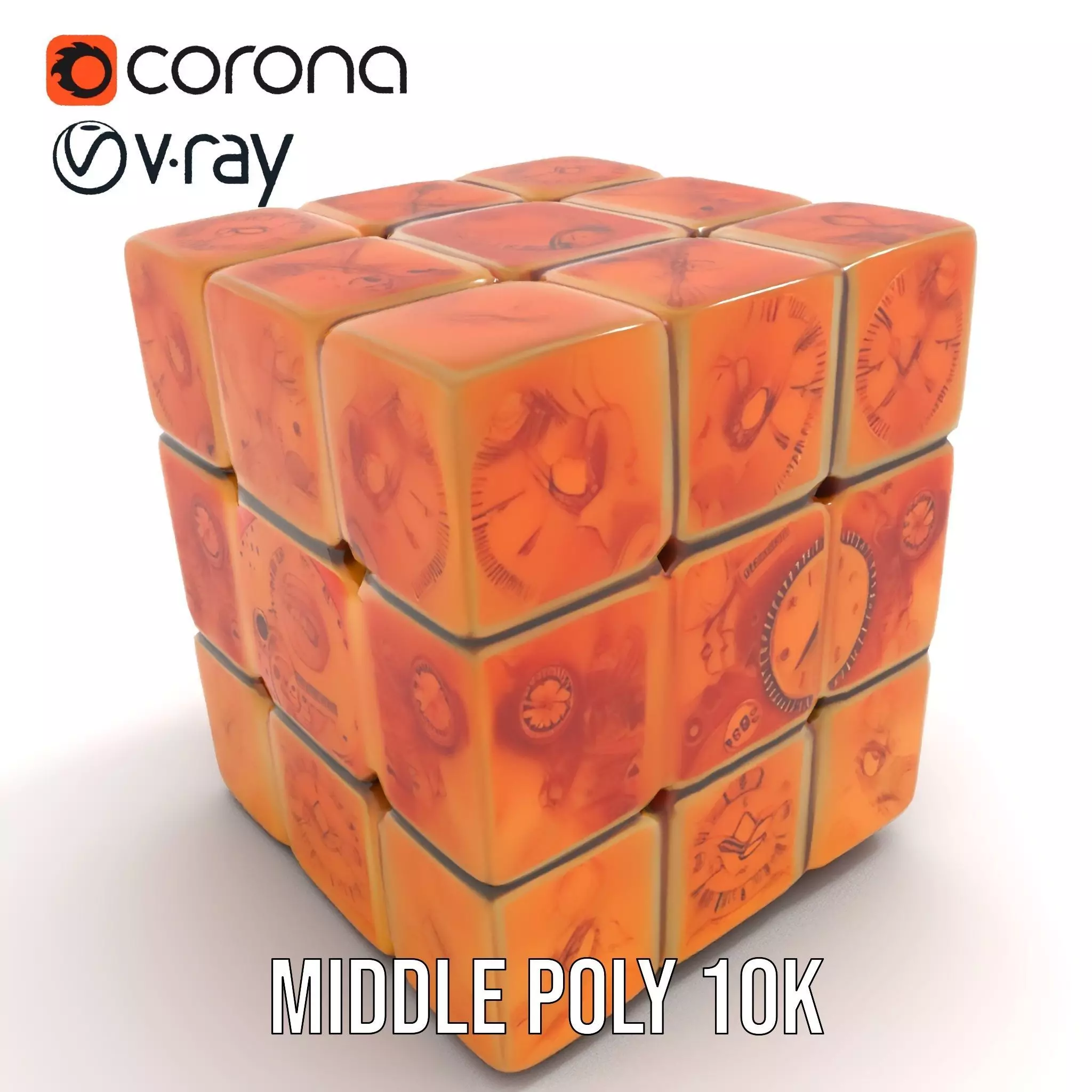 Steampunk Clock Cube model pack Low-poly 3D model_6