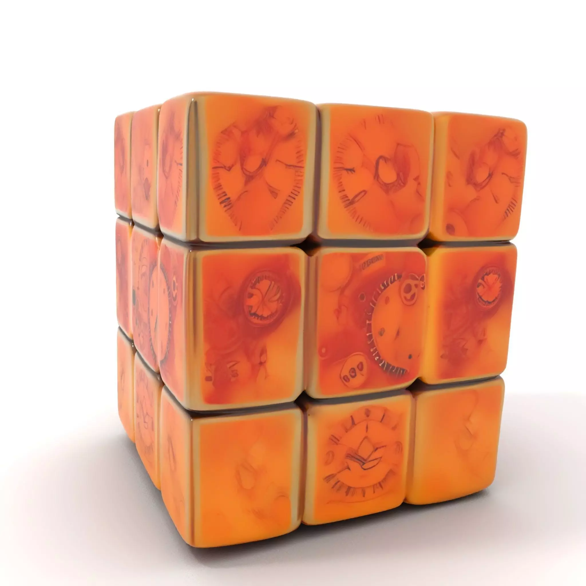 Steampunk Clock Cube model pack Low-poly 3D model_0