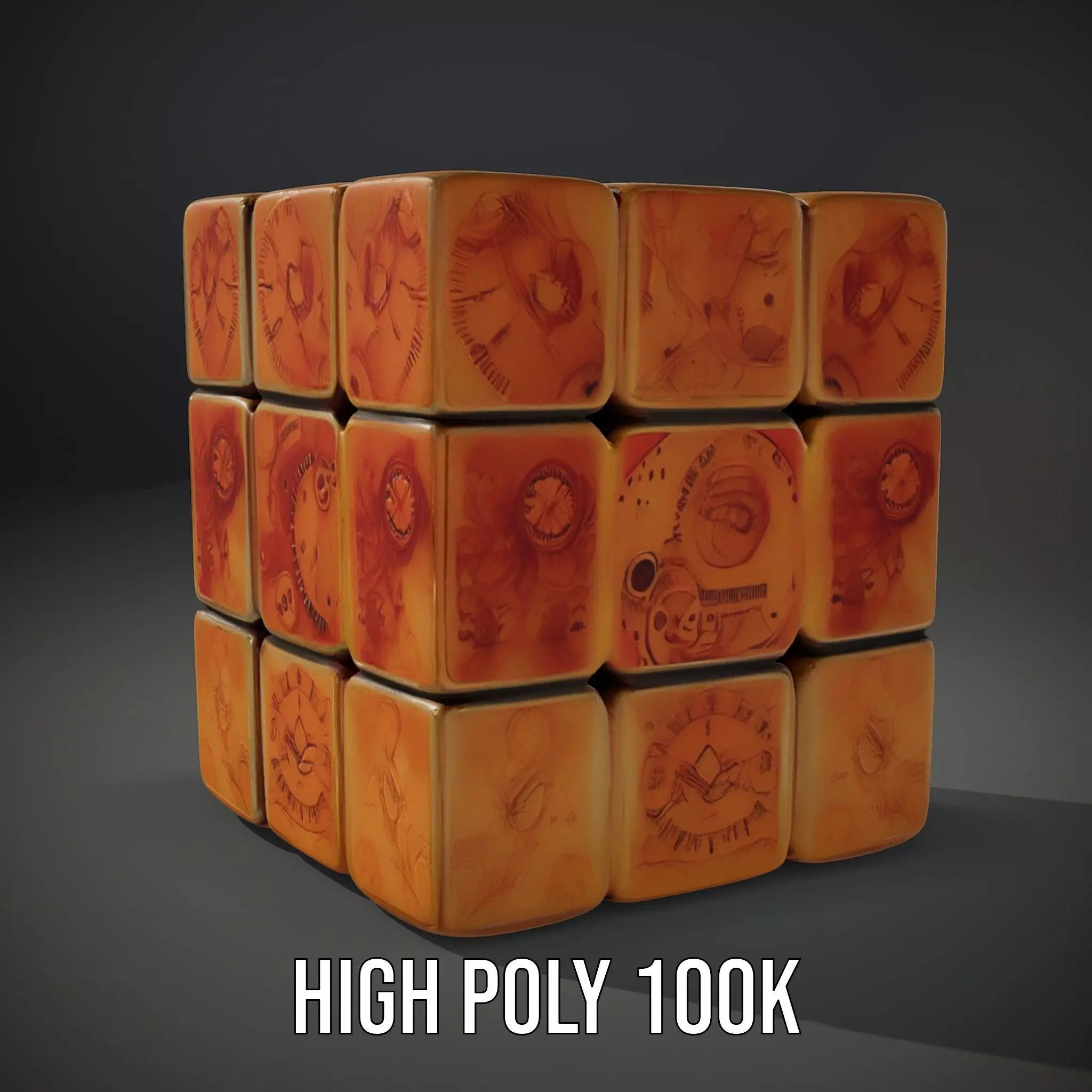 Steampunk Clock Cube model pack Low-poly 3D model_9