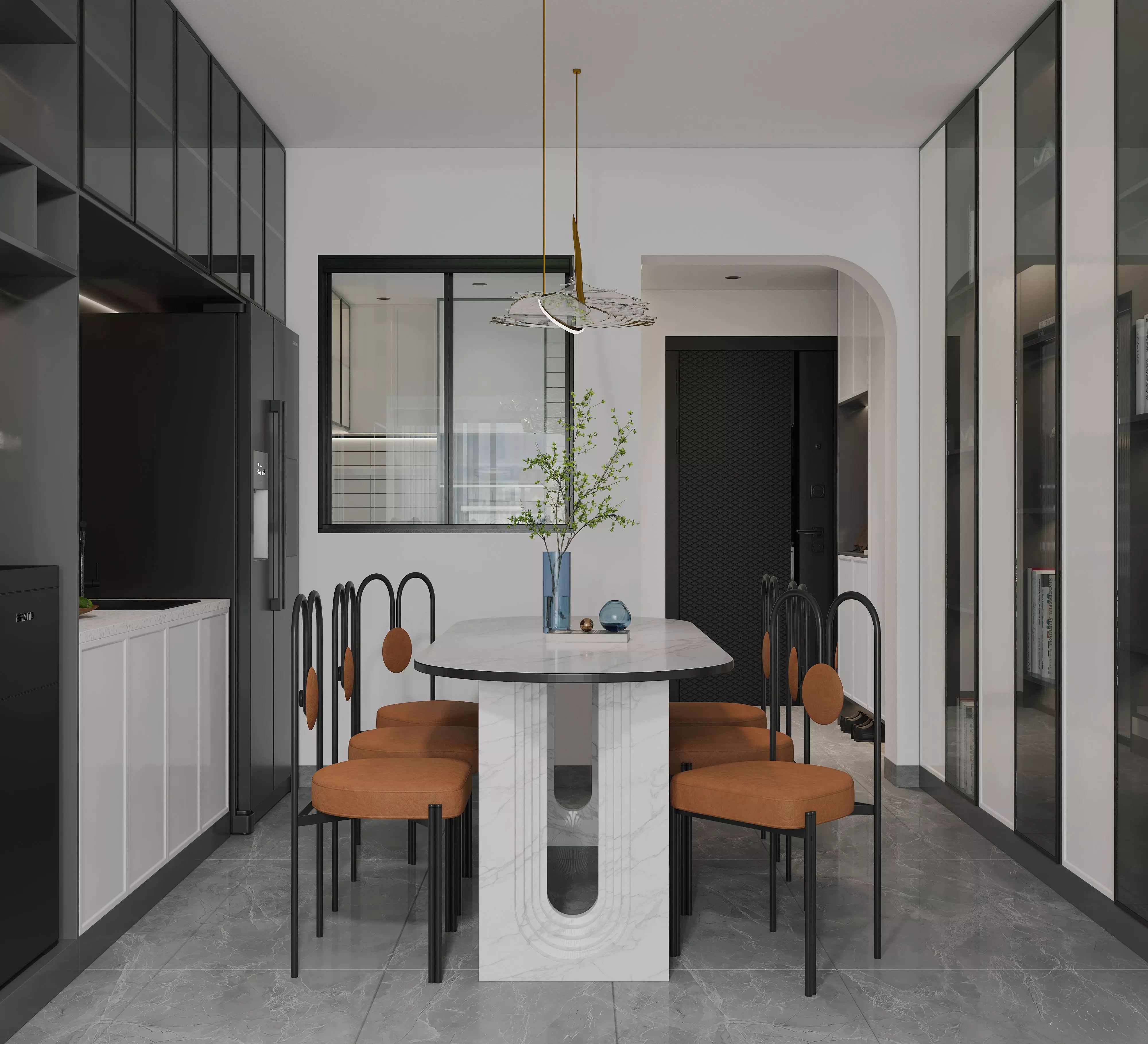 modern living and dining room interior 3D model_3