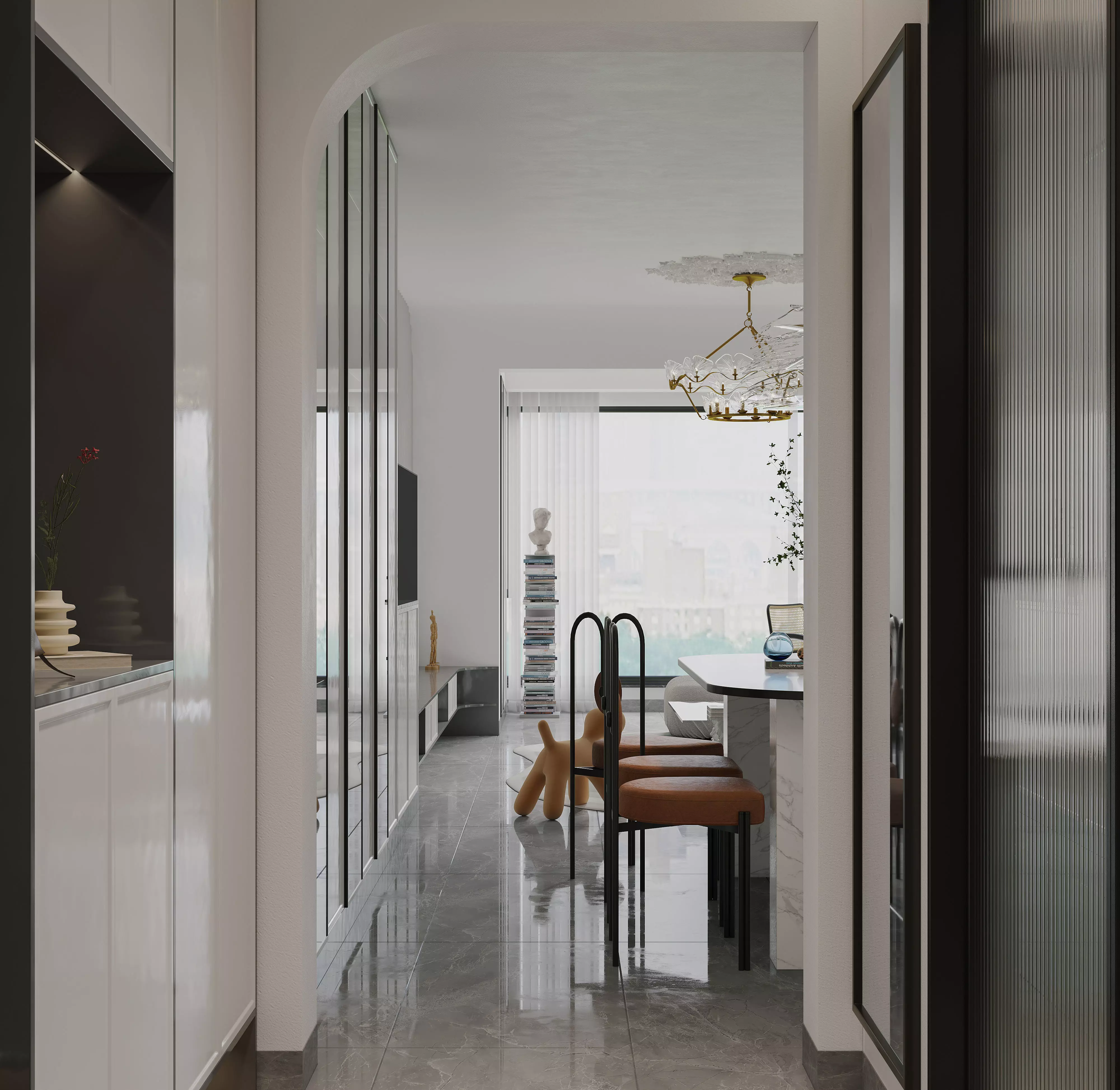 modern living and dining room interior 3D model_5