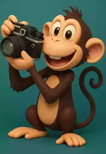 Cheerful Cartoon Monkey Photographer 3D print model