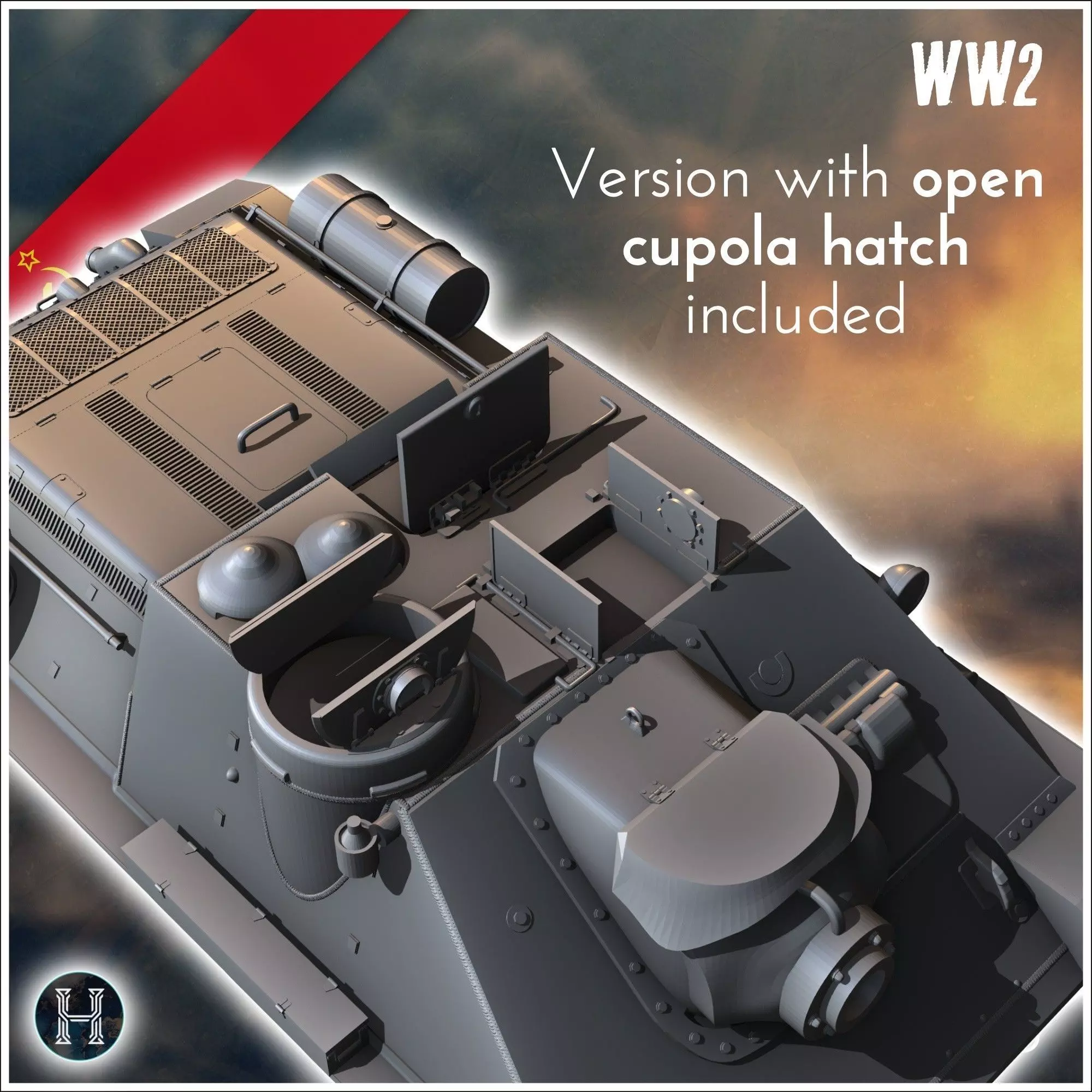 SU-122P assault gun - Soviet army WW2 Second World East front Os 3D print model_5