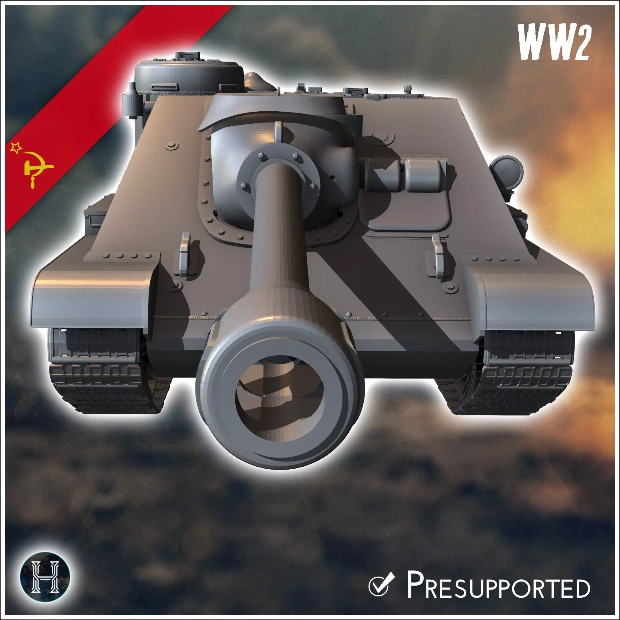 SU-122P assault gun - Soviet army WW2 Second World East front Os 3D print model_4