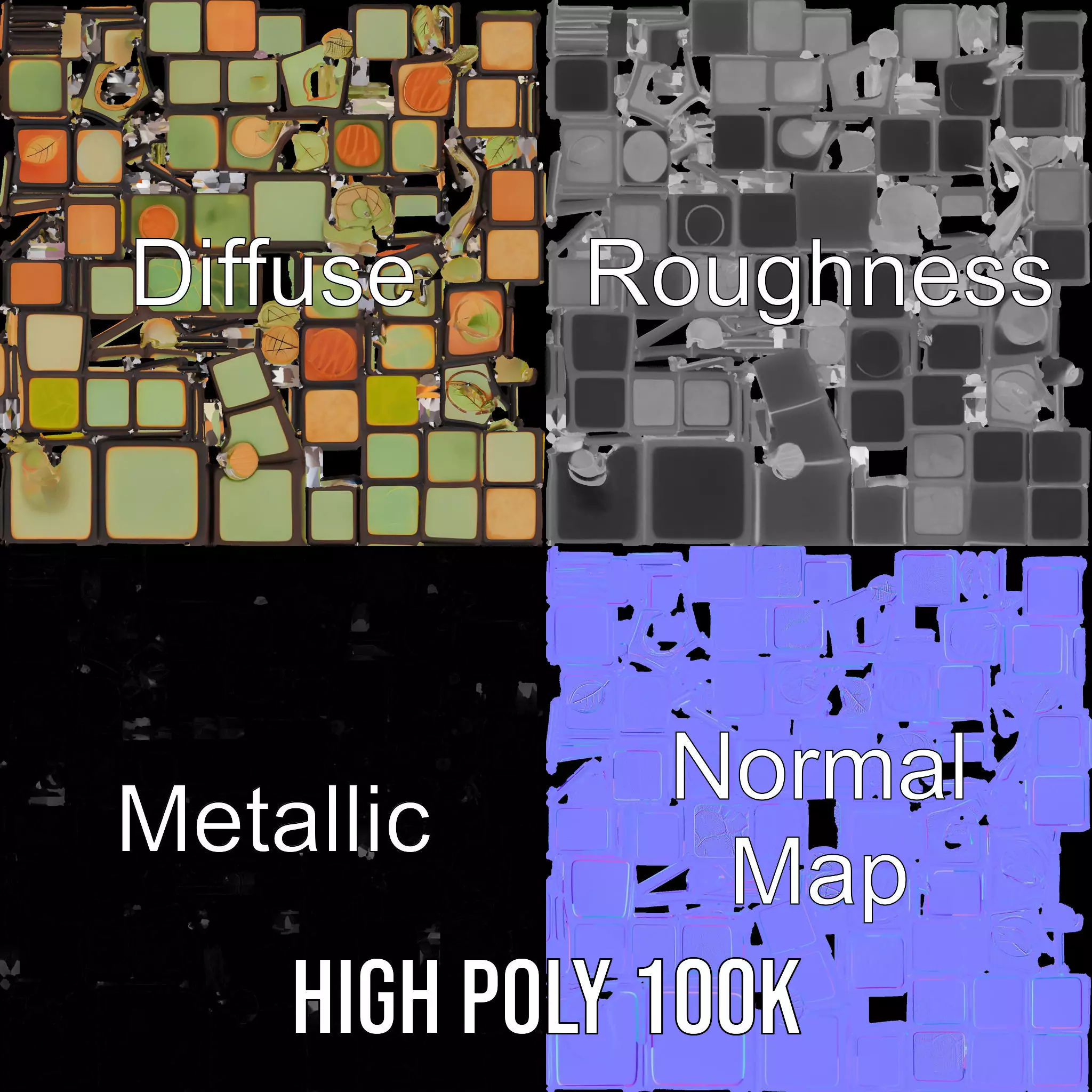 Leafy Puzzle Cube model pack Low-poly 3D model_4