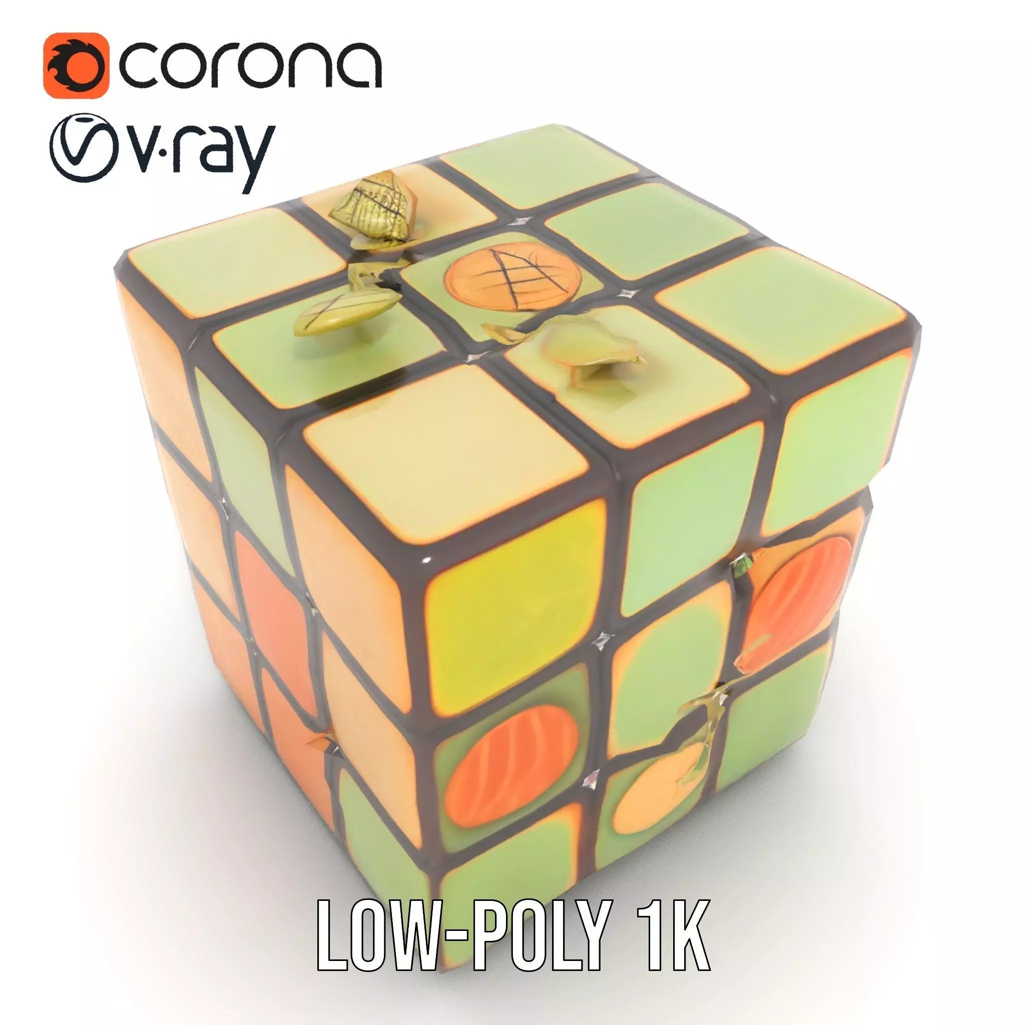 Leafy Puzzle Cube model pack Low-poly 3D model_15