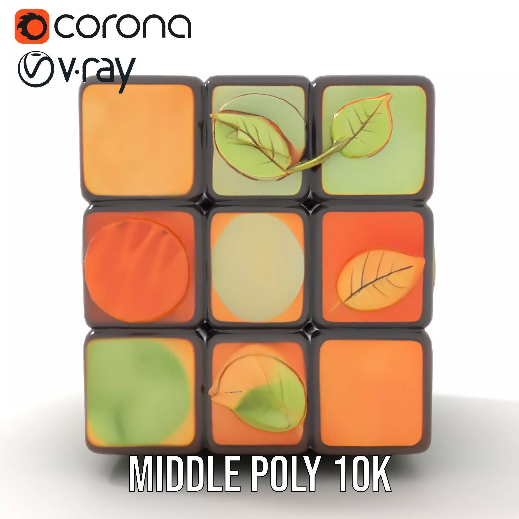 Leafy Puzzle Cube model pack Low-poly 3D model_16