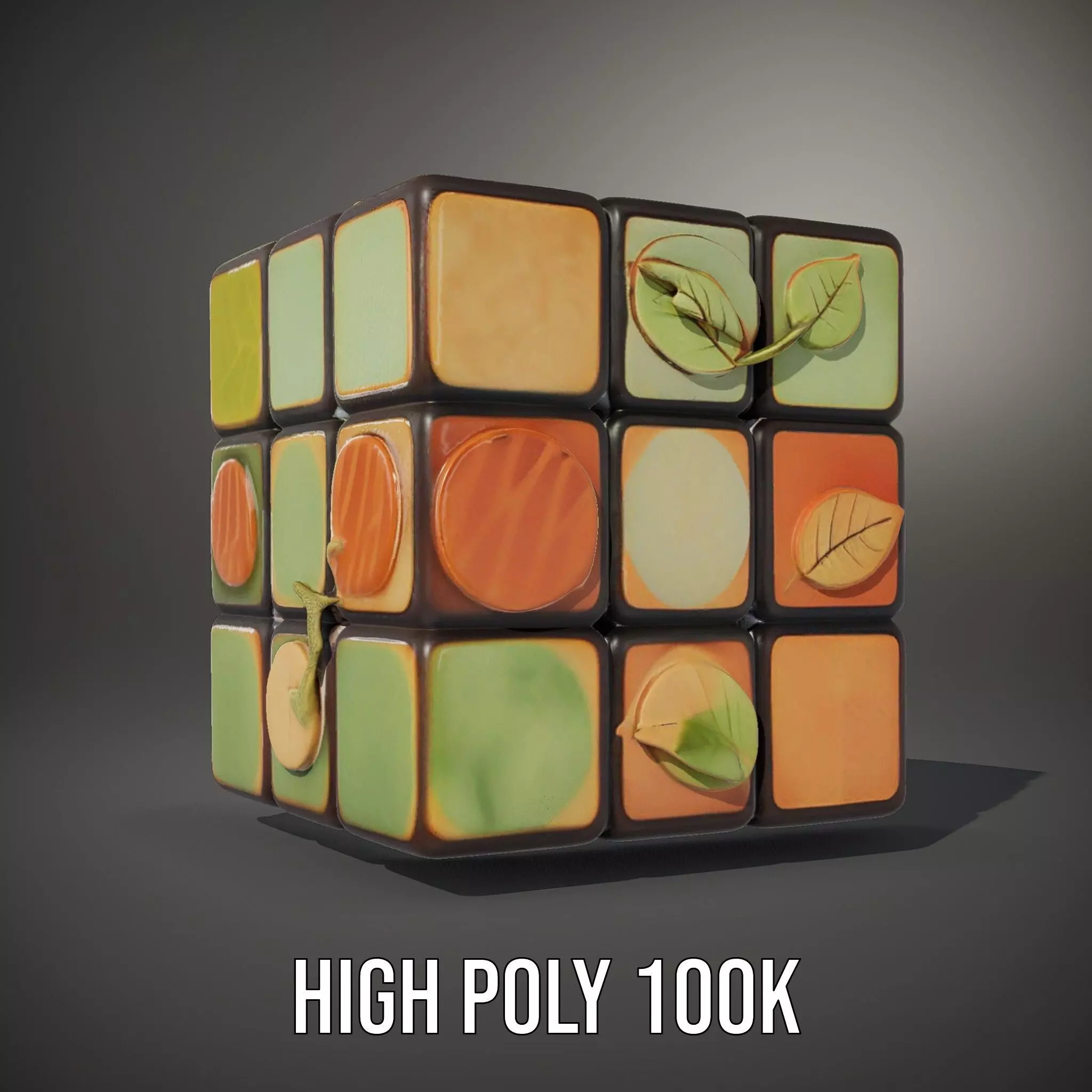 Leafy Puzzle Cube model pack Low-poly 3D model_9