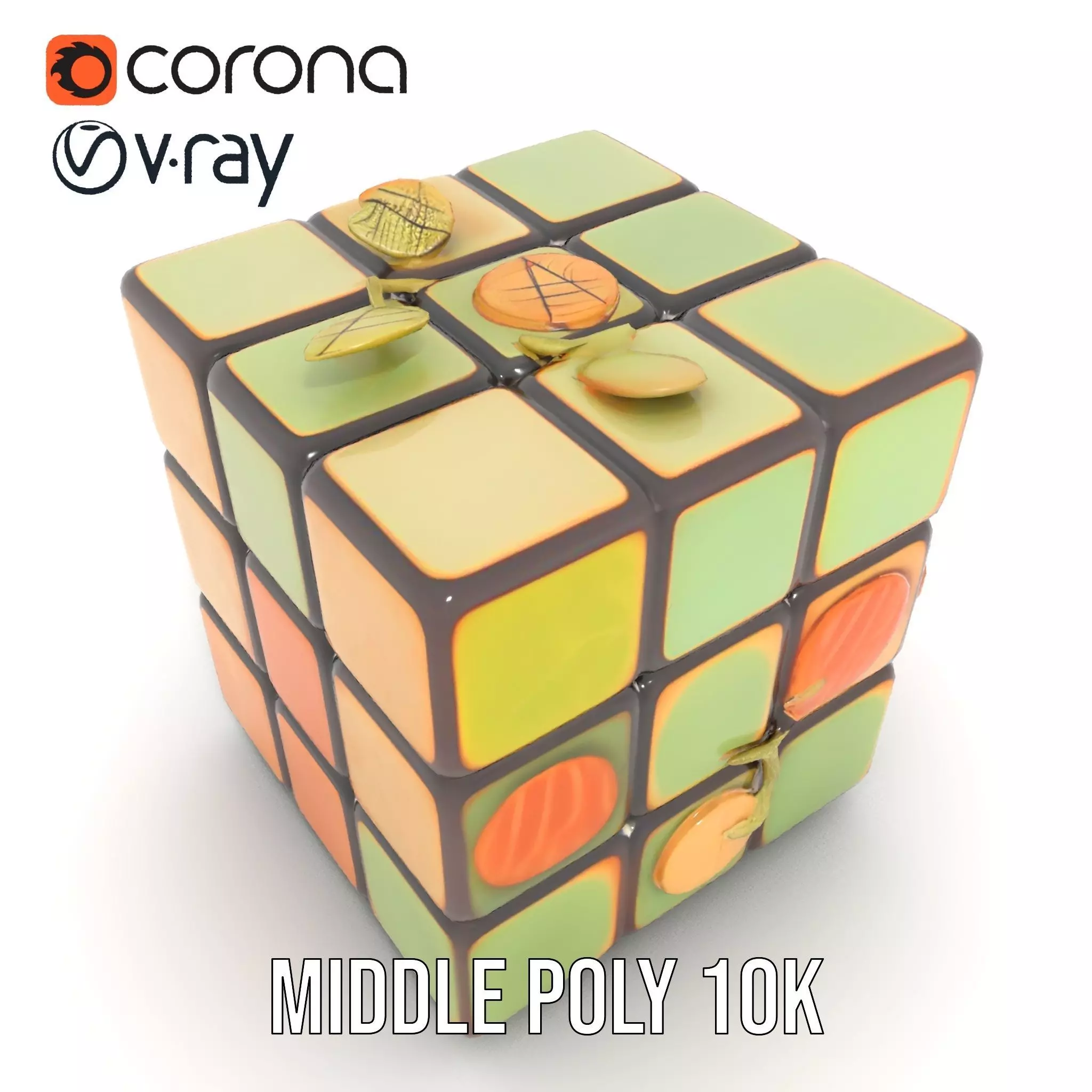 Leafy Puzzle Cube model pack Low-poly 3D model_12