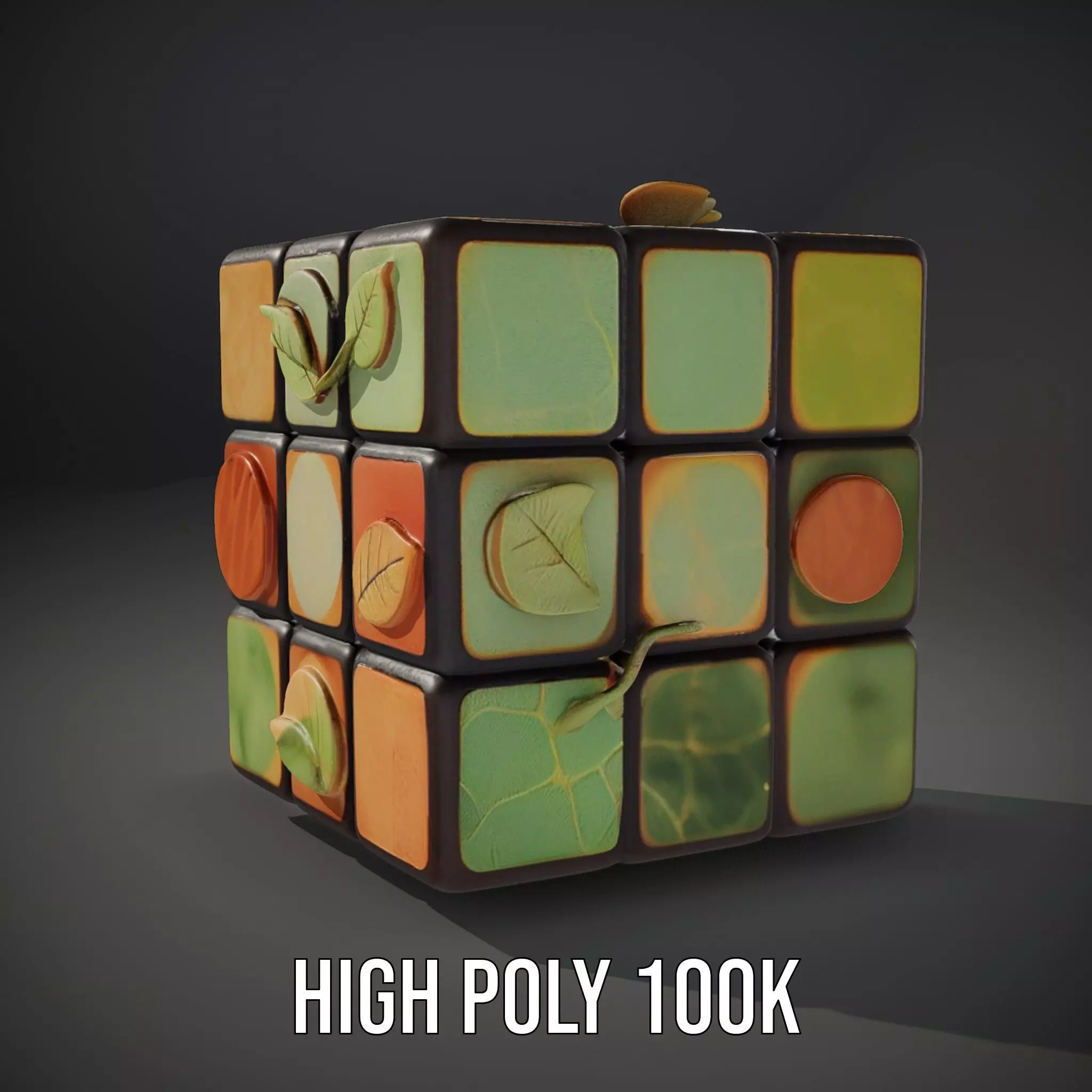 Leafy Puzzle Cube model pack Low-poly 3D model_11