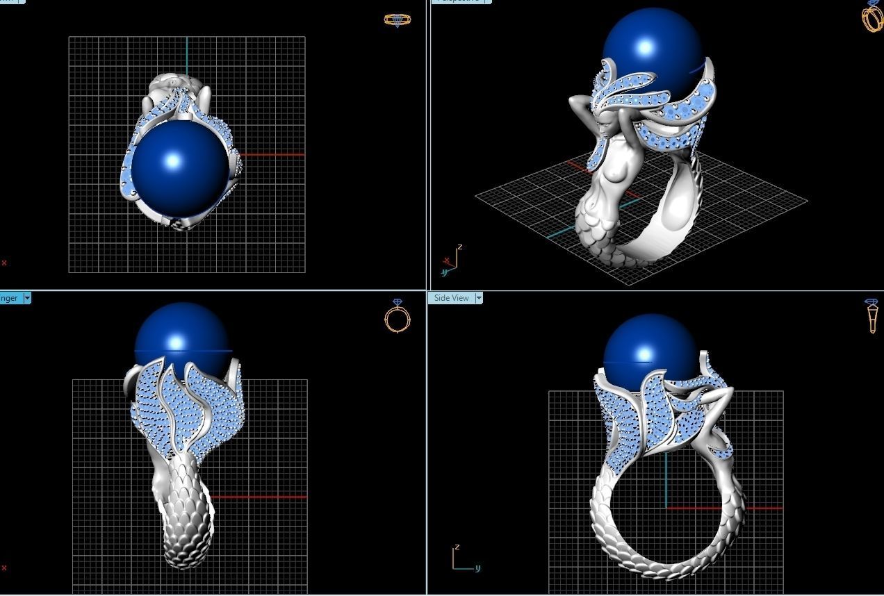 Ring egg with diamonds 3D print model_4