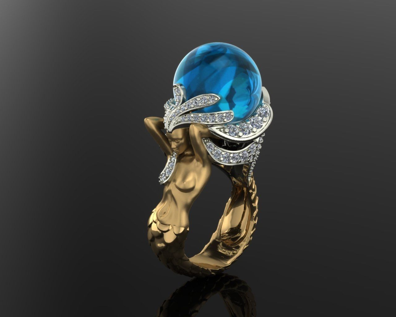 Ring egg with diamonds 3D print model_2