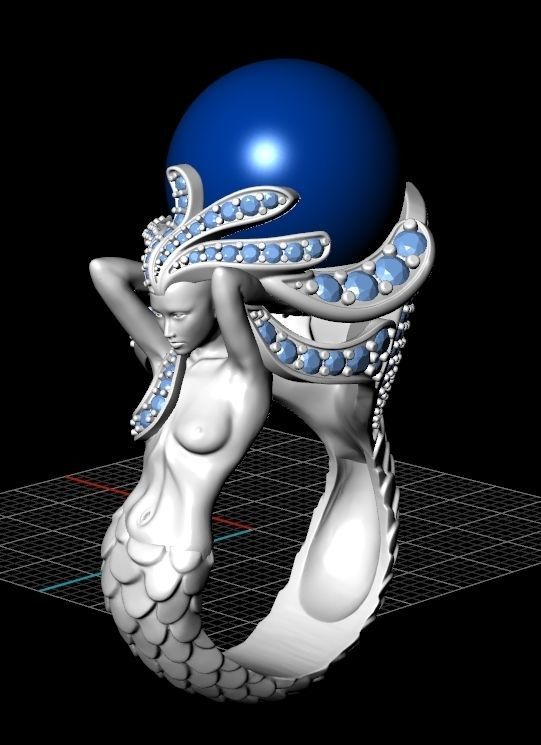 Ring egg with diamonds 3D print model_3