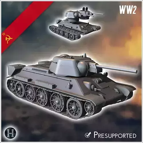 T-34-76 1943 ChTz - Soviet army WW2 Second World East front Ostf 3D print model