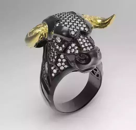 Ring bull with diamonds 3D print model