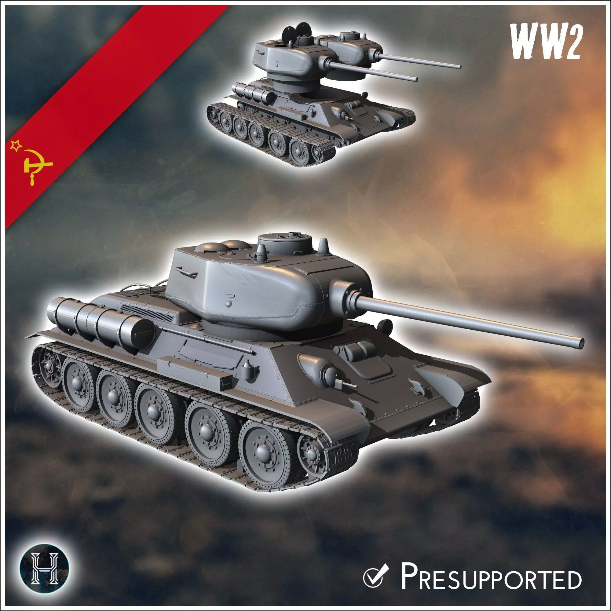 T-34-85 M1944 - Soviet army WW2 Second World East front Ostfront 3D print model_0
