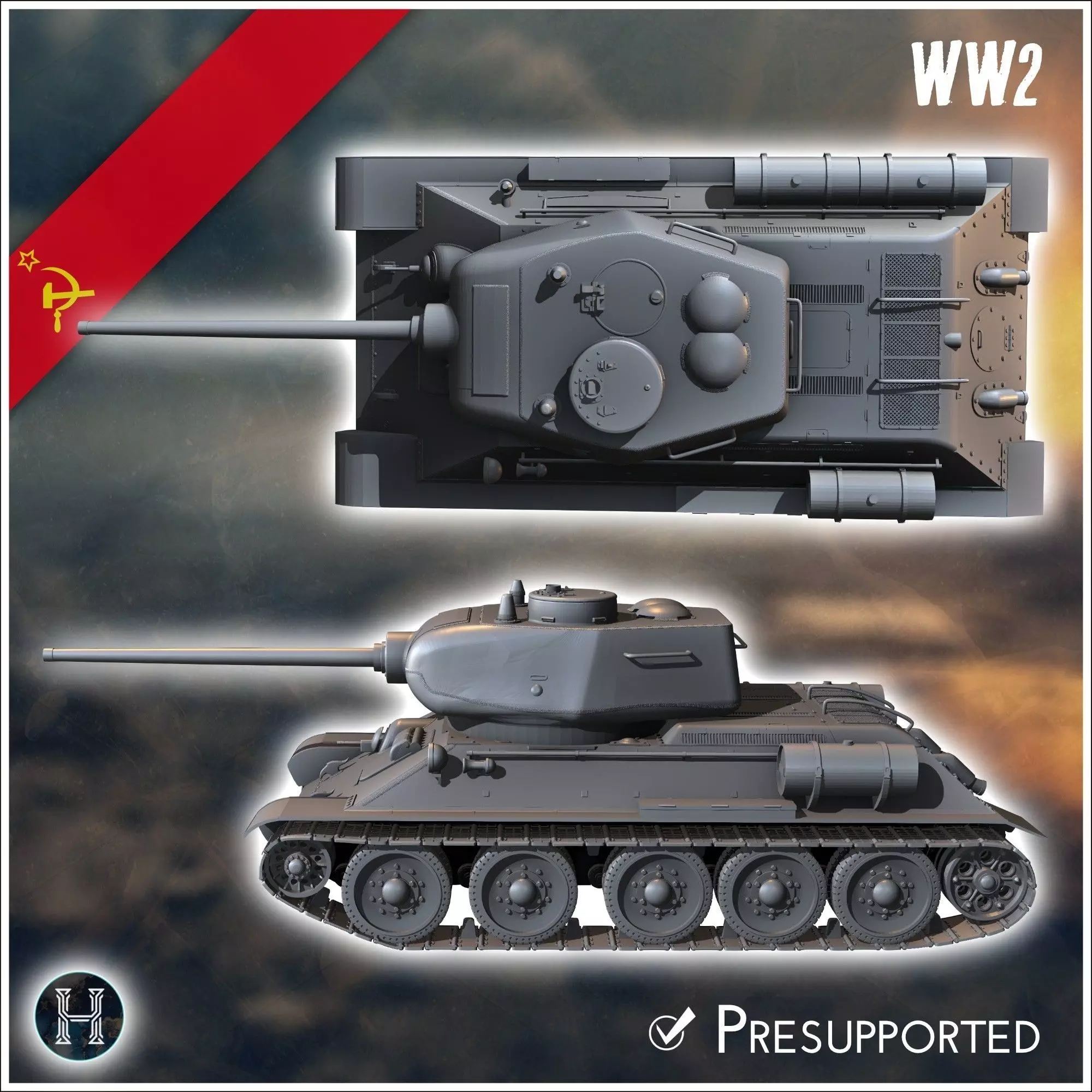 T-34-85 M1944 - Soviet army WW2 Second World East front Ostfront 3D print model_3
