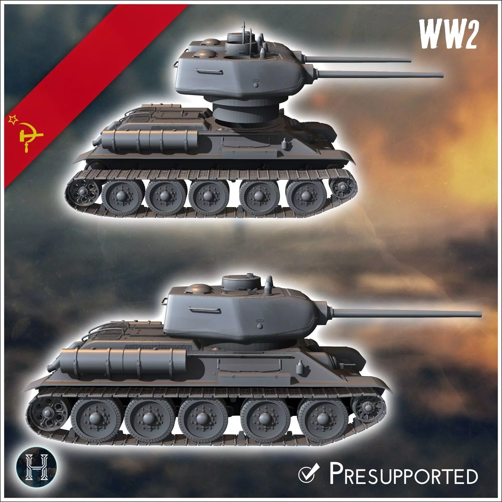 T-34-85 M1944 - Soviet army WW2 Second World East front Ostfront 3D print model_1